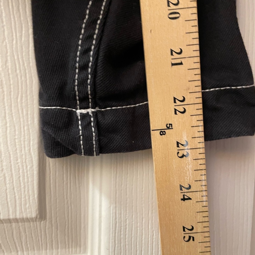 H&M Black Cotton Zip Up Denim Jean Jacket Cropped Oversized - Picture 7 of 7